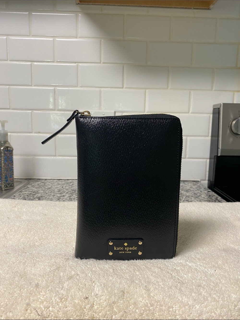 kate spade Black Pebbled Leather Wellesley ring planner